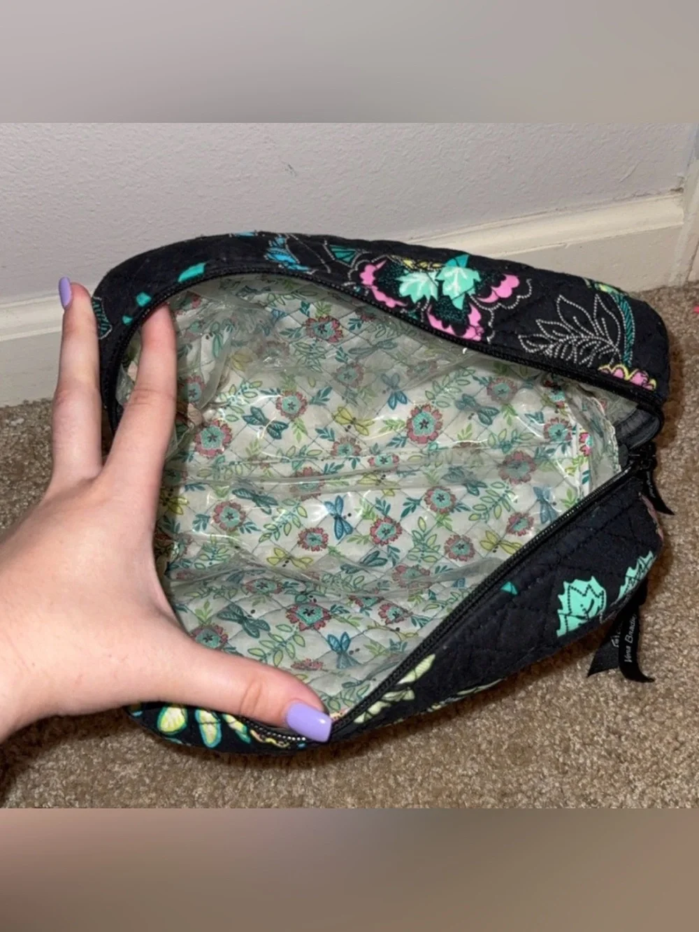 Vera Bradley Floral Quilted Makeup Cosmetic Travel Bag